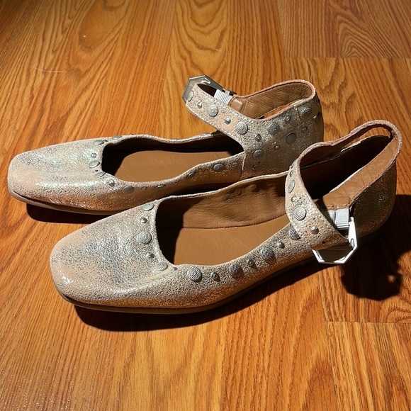 Free People Silver Flats with Ankle Strap - Picture 2 of 6